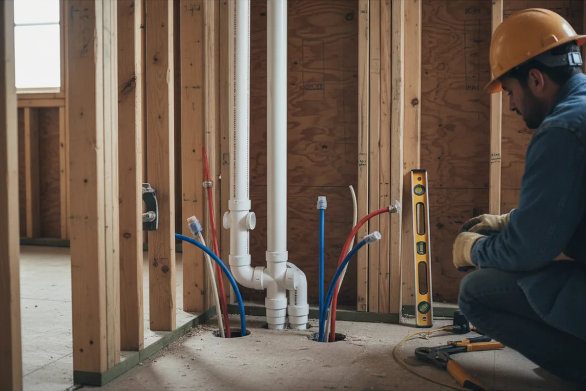 Drain and supply rough-in during Leak Detection in Hannibal