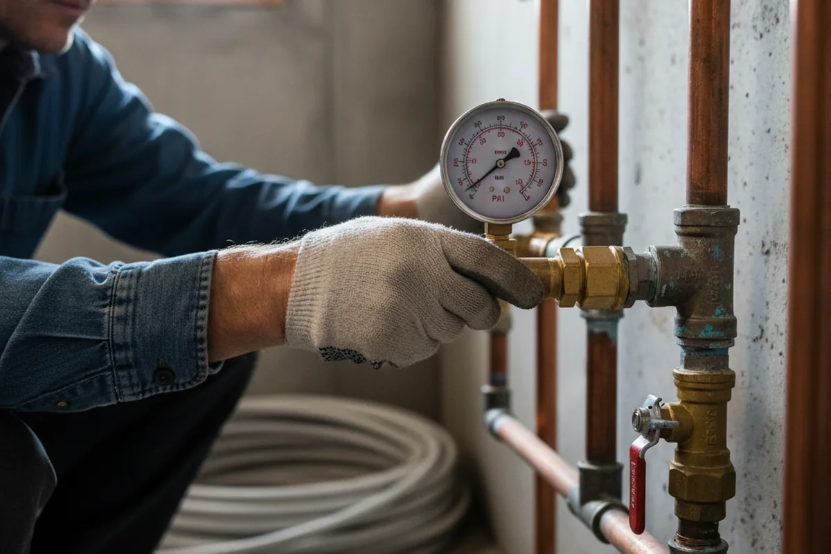 Pressure testing a repaired line during Water Line Repair in Hannibal